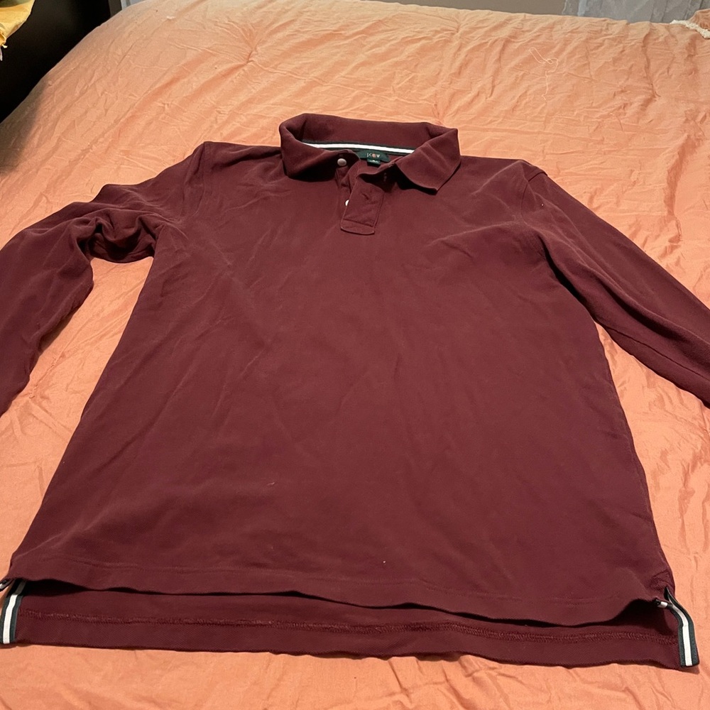 Maroon polo style j.crew long sleeve used but good condition